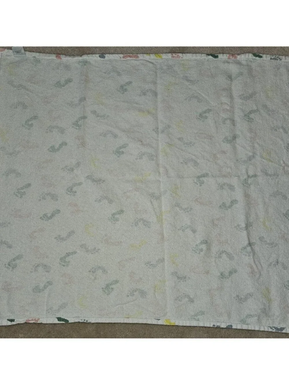 2 VTG Standard Textile Receiving Blanket Lot Footprints Pink Yellow Green Blue